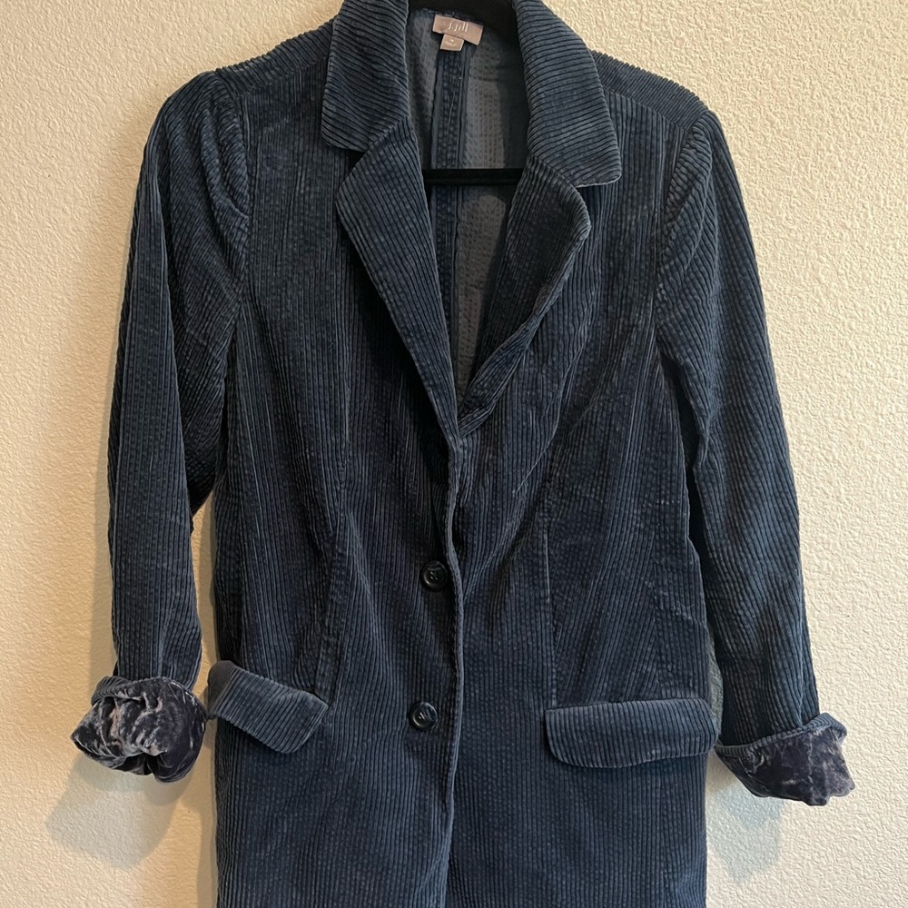 J.Jill Navy Blue Corduroy‎ and Velvet Boyfriend Blazer